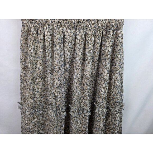 1.State Womens Dress Size Large Tan Floral Sleeveless High Neck Ruffle Lined - Picture 7 of 15